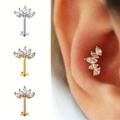 Resim 1 adet Moda Paslanmaz Çelik Kübik Zirkonya Taç Küpe Kulak Kemik Çivisi Kulak Kıkırdağı Vidası Kadınlar için Piercing Takı Dudak Çivisi Dudak Halkası İnsan Piercing 