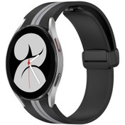 Resim Samsung Galaxy Uyumlu Watch 4 40mm Katlanır Manyetik Toka Silikon Saat Kordonu 