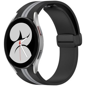 Resim Samsung Galaxy Uyumlu Watch 4 40mm Katlanır Manyetik Toka Silikon Saat Kordonu 