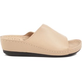 Resim Aspor Bej Anatomik Kadın Dolgu Topuk Terlik 