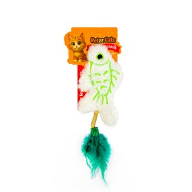 Resim PetzzCats Fish Matatabi ve Çıngırak Sesli Peluş Kedi Oyuncağı Beyaz 20x8 Cm 