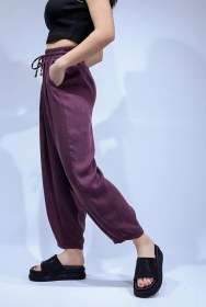 Resim Yumuşak Dokulu Beli Lastiki Cepli Kadın Şalvar Pantolon 