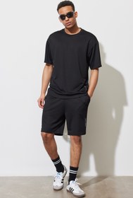 Resim AC&Co / Altınyıldız Classics Erkek Siyah Standart Fit Normal Kesim Örme Spor Şort 
