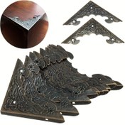 Resim 4 adet Antik Metal Kaplama Yılan Köşe Koruyucuları Ahşap Kutular ve Hediye Setleri için - Fthalat İçermeyen, DIY Üçgen Dekoratif Donanım İnci Sallanan Tasarım, Kolay Kurulum için Güvenli Montaj Delikleri, DIY El Sanatları Donanımı 