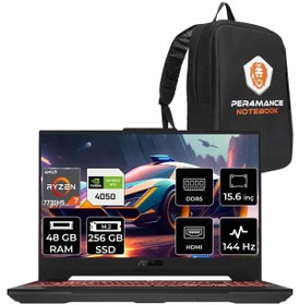 Resim Tuf Gaming A15 R7 7735HS 48 GB 256 GB SSD RTX4050/6 GB 144 Hz 15.6" FHD W11H LP051 & PER4 Çanta 