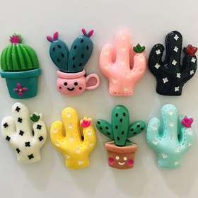 Resim 8 Adet Kaktüs Buzdolabı Mıknatısı - Plastik Oval Buzdolabı Mıknatısı Seti, Dekoratif Çizgi Film Bitki Mıknatısı Beyaz Tahta, Ofis, Mutfak İçin - Tatil Dekorasyonu ve Hediyeleri İçin İdeal 