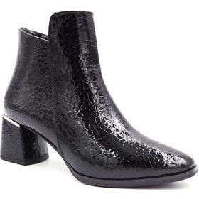 Resim Park Moda Topuklu Fermuarlı Günlük Kadın Bot Rugan Siyah Rugan Siyah 