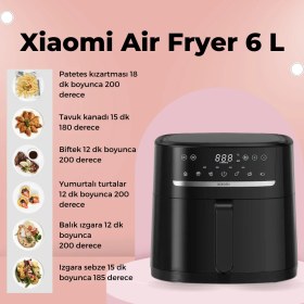 Resim Xiaomi Air Fryer 6 Litre Dokunmatik Ekranlı Yağsız Fritöz Siyah 