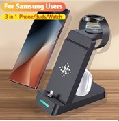 Resim Sunshine022 Beyaz 3ü 1 Arada Şarj İstasyonu Galaxy Uyumlu S23 S22 İçin Kablosuz Hızlı Şarj Watch 5 Pro 