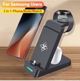 Resim Sunshine022 Beyaz 3ü 1 Arada Şarj İstasyonu Galaxy Uyumlu S23 S22 İçin Kablosuz Hızlı Şarj Watch 5 Pro 