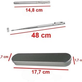 Resim Metal Kutulu Kırmızı Lazerli, Led Işıklı Pointer Kalemi Rehber İşaretçi Uzayan Metal Tükenmez Kalem Gümüş 