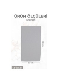 Resim 2'li Gri El Havlusu - 50x90 Cm, 225 Gr, %100 Pamuk, Spa Ve Otel Havlusu Gri 