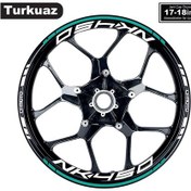 Resim Turkuaz Cfmoto 450nk Motosiklet Jant Sticker Etiket Modeli İç & Dış Takım 