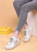 Resim layki Astra Taşlı Desenli Şeffaf Taban Beyaz Renkli Kadın Sneaker 