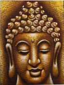 Resim Altın Tonlarında Buda Portresi El Yapımı Tuval Tablo-114 