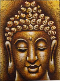 Resim Altın Tonlarında Buda Portresi El Yapımı Tuval Tablo-114 