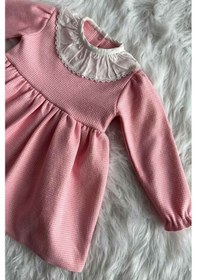 Resim Pembe Triko Kışlık Kız Çocuk Bebek Elbise 001 