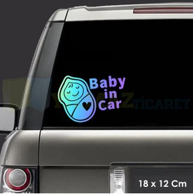 Resim yılmazetic Kundak Uyuyan Bebek Arabada Bebek Var Hologram Oto Sticker Etiket Renkli Etiket Çıkartma 18 X 12 Cm 