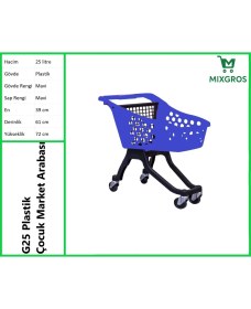 Resim G25 Plastik Çocuk Market Alışveriş Arabası 25 Litre Mavi 