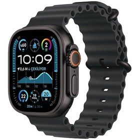 Resim Apple Watch Ultra 2 MX4P3TU/A GPS + Cellular 2024 49mm Black Titanium Case with Black Ocean Band (Distribütör Garantili) 