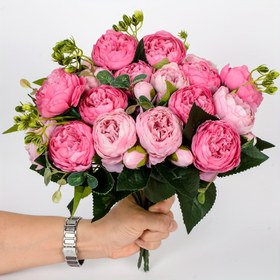Resim 1 adet UV Dirençli Yapay Peony Çiçek Çiçeği - İç/Dış Mekan Dekoru, Düğünler, Sevgililer Günü, Anneler Günü ve Mevsimlik Kutlamalar için Gerçekçi Pembe Çiçekler ve Yeşil Yapraklılar, Ev İçin Bahar Dekorasyonları 