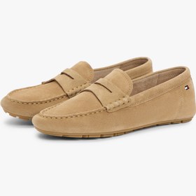 Resim Tommy Hilfiger Flag Yumuşak Driver Kadın Bej Loafer 