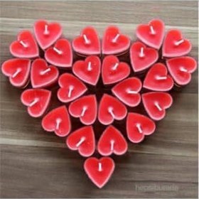 Resim hyd Kırmızı Kalpli Tealight Mum 50'Li Kırmızı 