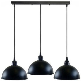 Resim Riolight,vintage2,retro2,rustik2 Siyah Masa Üstü 3xe27 Sarkıt Avize Uzunluk:60cm Şapka Çapı:23cm Mat Siyah 