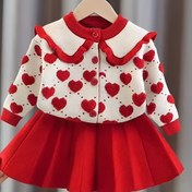 Resim Bahar ve Sonbahar Gençler için Kırmızı Yeni Yıl Elbisesi Örme Prenses 