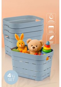 Resim Vienev 4'lü 5 Litre Delikli Saklama Kutusu Mavi Mavi 