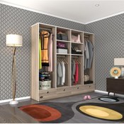Resim Kenzlife giysi dolabı 4 bölmeli 4 çekmeceli kamil 182*200*42 crd dolap kapaksız 