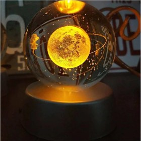 Resim Satürn Çemberinde Yürüyen Kız Işıklı Cam Küre 8cm*6cm 