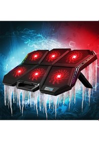 Resim Notebook Soğutucu 6 Fanlı RGB Led'li 7 Kademe - Fan Hız Kontrollü 