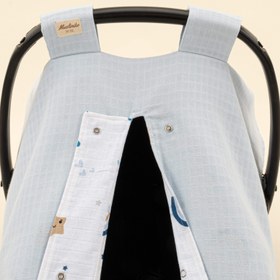 Resim Puset Örtüsü - Çift Taraflı - Bebe Mavisi Muslin - Mavi Gökkuşağı 