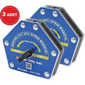 Resim Çırak-50m/a Manyetik Kaynak Gönyesi 2 Adet On-off Anahtarlı 6 Aç 