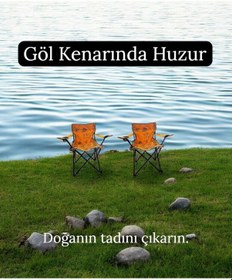 Resim Katlanır Kamp Sandalyesi - 2 Li Kollu Piknik Sandalyesi Koltuk Taşıma Çantalı 