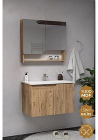 Resim Teta Home Napoli 80 Cm Mdf Banyo Dolabı Seti Atlantik Çam Atlantik Çam 