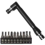 Resim Fortunelane 6.35mm L Şekilli Çift Başlı Anahtar, 7 Delikli Uç, Siyah Tabanlı Somun Kalemi Aracı Seti 