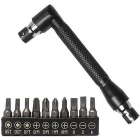 Resim Fortunelane 6.35mm L Şekilli Çift Başlı Anahtar, 7 Delikli Uç, Siyah Tabanlı Somun Kalemi Aracı Seti 