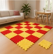 Resim DECOZEYN Sarı Kırmızı Renk Peluş Taraftar Halısı Yapboz puzzle halı Japonhalı 