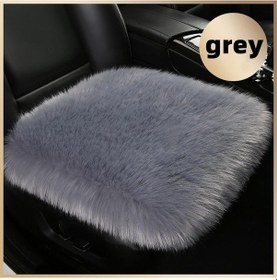 Resim Suni Kürk Kaplaması Peluş Araba Koltuğu Pedi Gri 1 Adet 