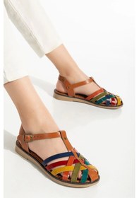 Resim Taba Multi Ortopedik Hakiki Deri Kadın Sandalet Taba 