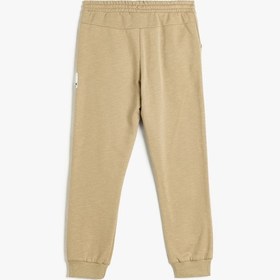 Resim Koton Jogger Eşofman Altı Beli Bağlamalı Şardonlu Pamuklu Bej 5wkb40023tk Ekru 