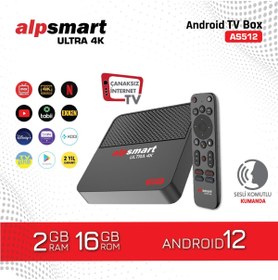 Resim ALPSMART As512 Androıd Tv Box Ses Komutlu Kumanda 2gb Ram 16 Gb Hafıza 
