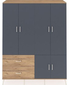 Resim Hyperion Gardrop 5 Raflı 2 Çekmeceli 2 Askılı 176x44x221 Çam-antrasit/çam Antrasit/çam 