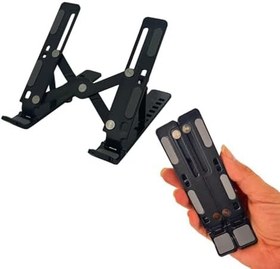 Resim coverzone Mini Metal Stand Katlanabilir Çantada Taşınabilir Folding Alüminyum 8 Kademeli Telefon ve Tablet Standı 13 cm Mini Dizayn | RT008 Siyah 