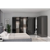 Resim Doressa Platinum Grey Corner 10 Kapı Yatak Odası Takımı 