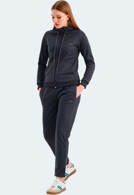 Resim Slazenger RID IN Kadın Fermuarlı Kapüşonlu Cepli Koyu Gri Eşofman Takımı 