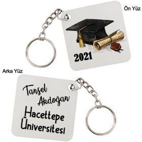 Resim Mezuniyet Hediyesi Isim Baskılı Kişiye Özel Anahtarlık 