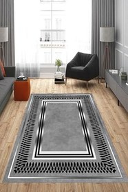 Resim Rovigo Dijital Baskı Yıkanabilir Kaymaz Taban Salon Halısı Ve Yolluk RVG0890-FNL106, Gri, 180 x 300 